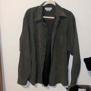 CheerSkin army green button down